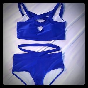 Royal blue 2 pieces bathing suit